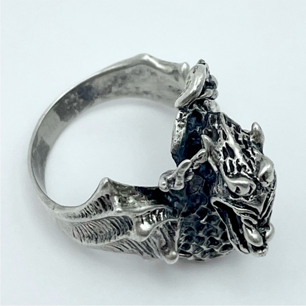 3d Sterling Silver Dragon Ring - Large Statement … - image 6